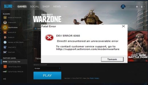 Fix COD Warzone Dev Error 6068