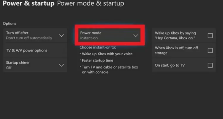 xbox one instant power on mode 1